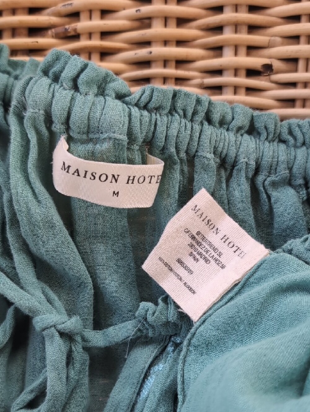 Maison Hotel Sybille Embroidered Blouse in Teal 100% Cotton - Picture 7 of 7